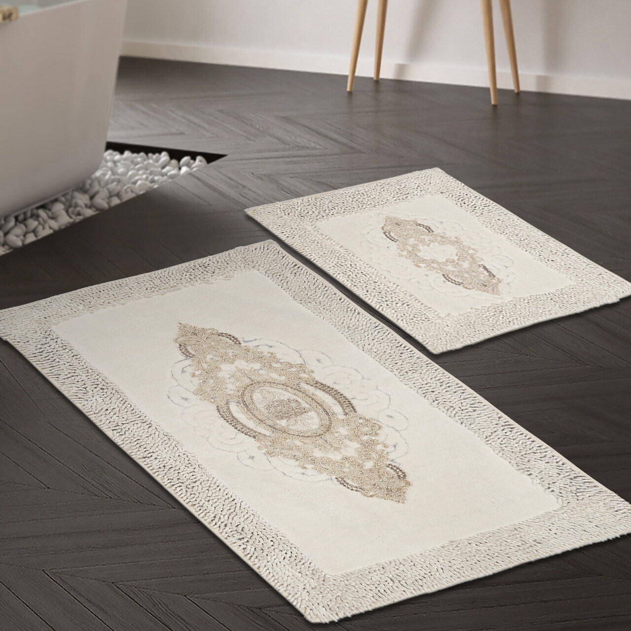 Set covorase de baie, L'essentiel Maison, Aln_E4_268, Crem - imagine 5